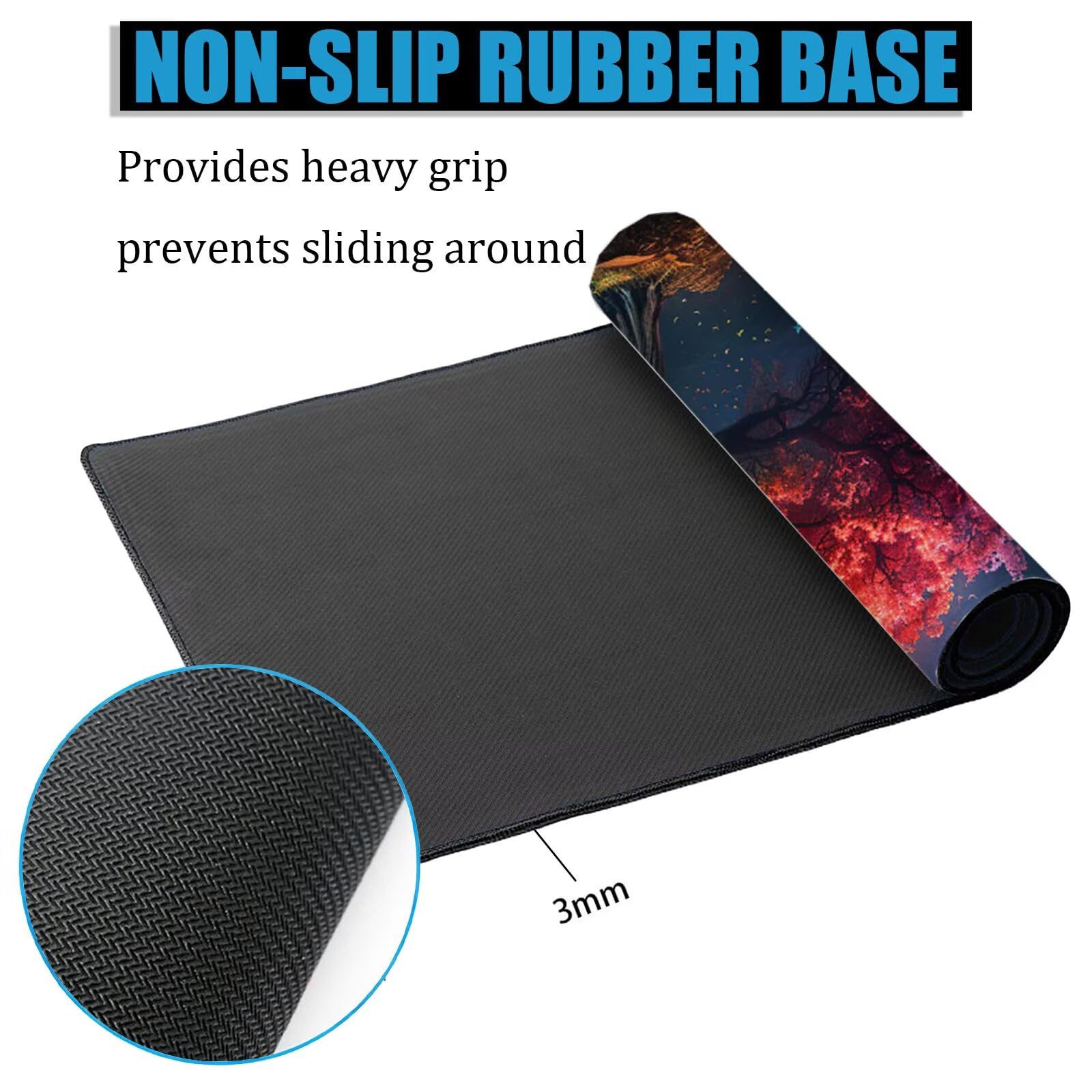 Tappetino Mouse XXL Blu 150x1061 cm Mousepad Rosa Sottomano Scrivania Gaming, Base in Gomma Antiscivolo, Bordi Cuciti Rinforzati, Tappeto Mouse Grande per PC Desktop, Regalo Festa del Papà H0-982