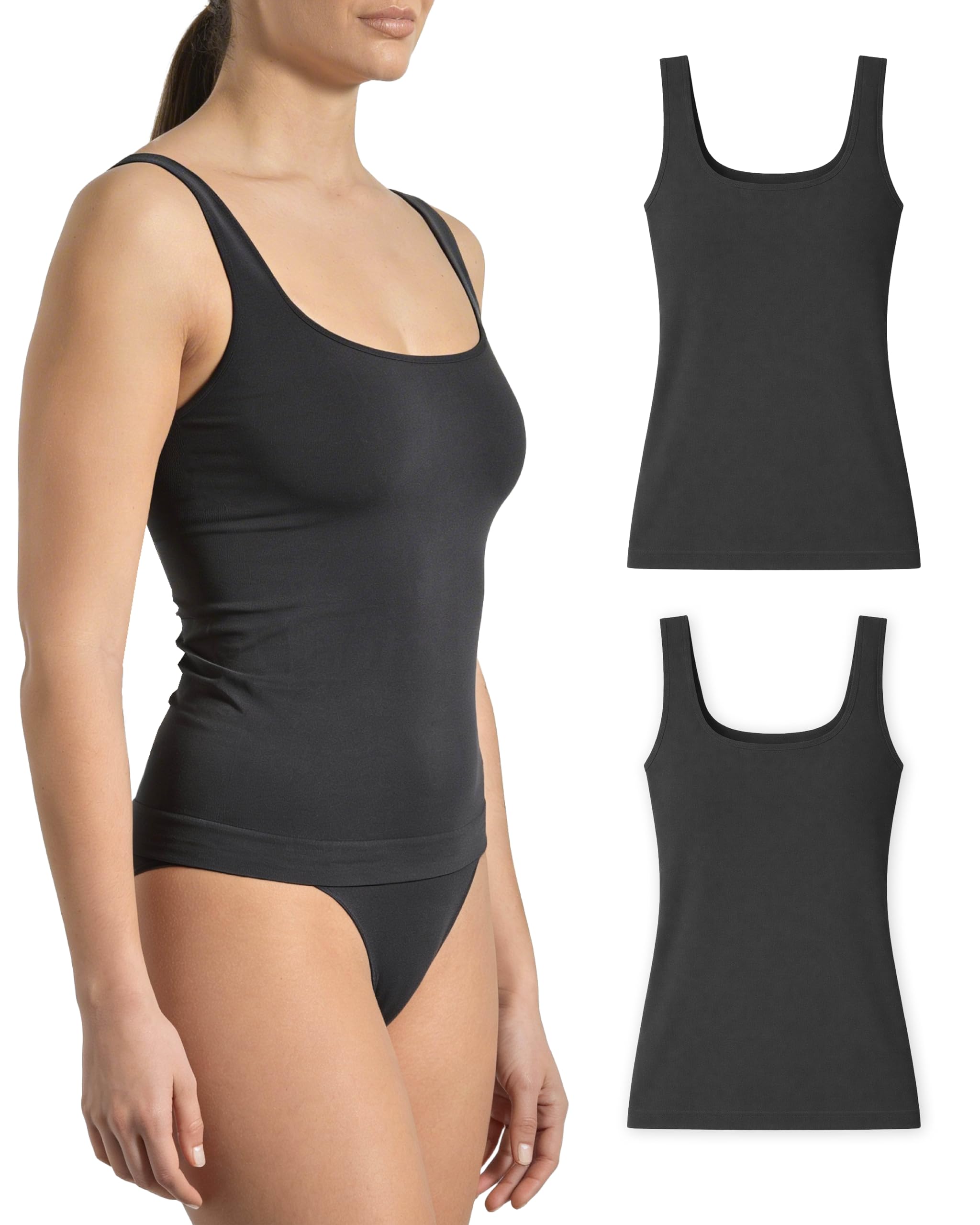 Risalti Bamboo Seamless 2Pcs Summary: Women's Summer Tops - Made in Italy - Black