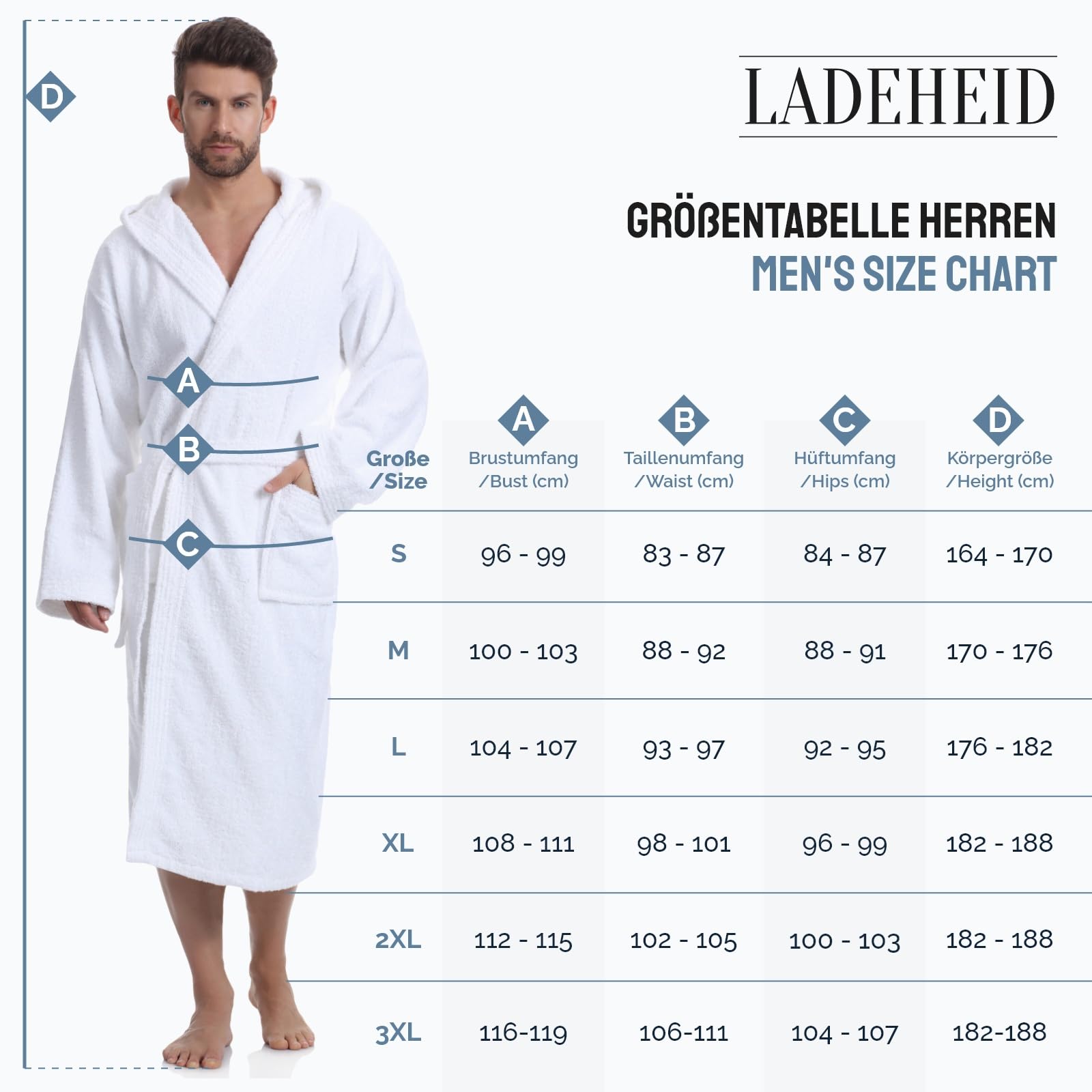 Ladeheid Peignoir de Bain Éponge 100% Coton Homme LA40-190