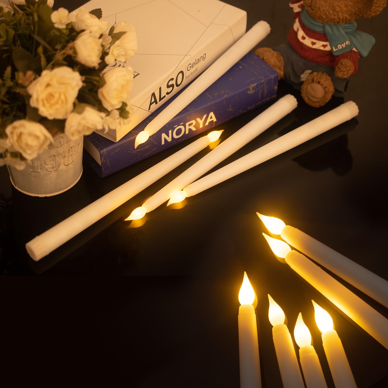 Bezpłomieniowe migoczące świece stożkowe LED, luzem, na baterie, na Boże Narodzenie, Halloween, urodziny, wesele, przyjęcie, kość słoniowa, 28 cm, 48 szt