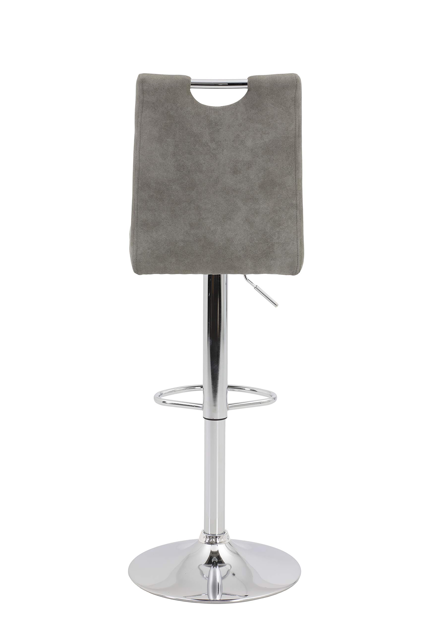 Hela Tische, Miranda - Set di 2 sgabelli da bar/bistrot, in microfibra di colore grigio, base a tromba girevole a 360° con funzione di sollevamento, seduta regolabile in altezza da 60 a 82 cm