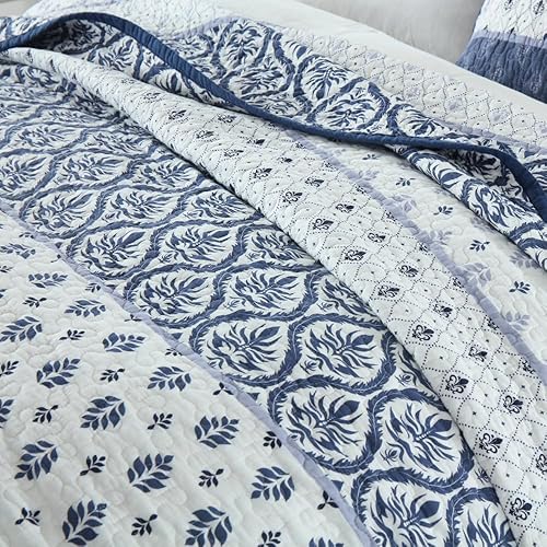 Miniatura 8 de Edredón tamaño King juego de edredón floral 100% algodón, color naranja, suave, ligero, tamaño King, edredón reversible con 2 fundas de almohada