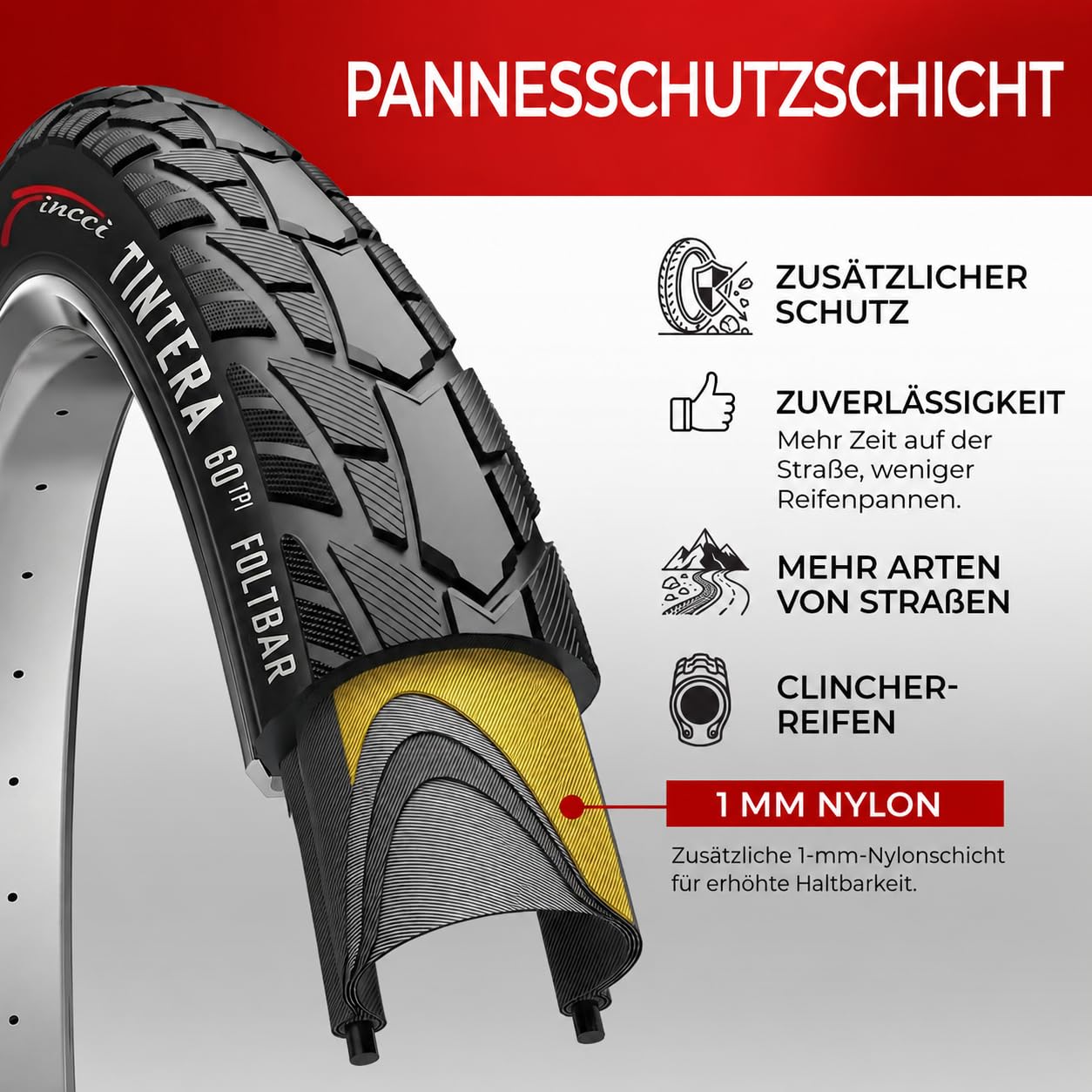 Fincci Fahrradreifen 700x40c – Paar Faltreifen 28 x 1,6 Zoll mit 1 mm Pannenschut - Fahrradmantel 42-622 mit 60 TPI für MTB, Gravel, City-, E-Bike, Hybrid-, Renn- & Tourenräder – 2er Pack