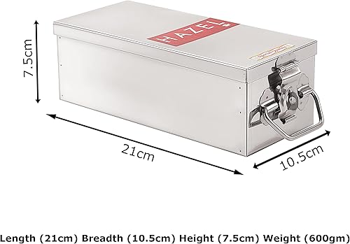 Miniatura 4 de HAZEL Caja de cheques de acero inoxidable para efectivo, caja de cheques, caja fuerte, multiusos, seguridad, multiusos, color plateado (8.26 x 4