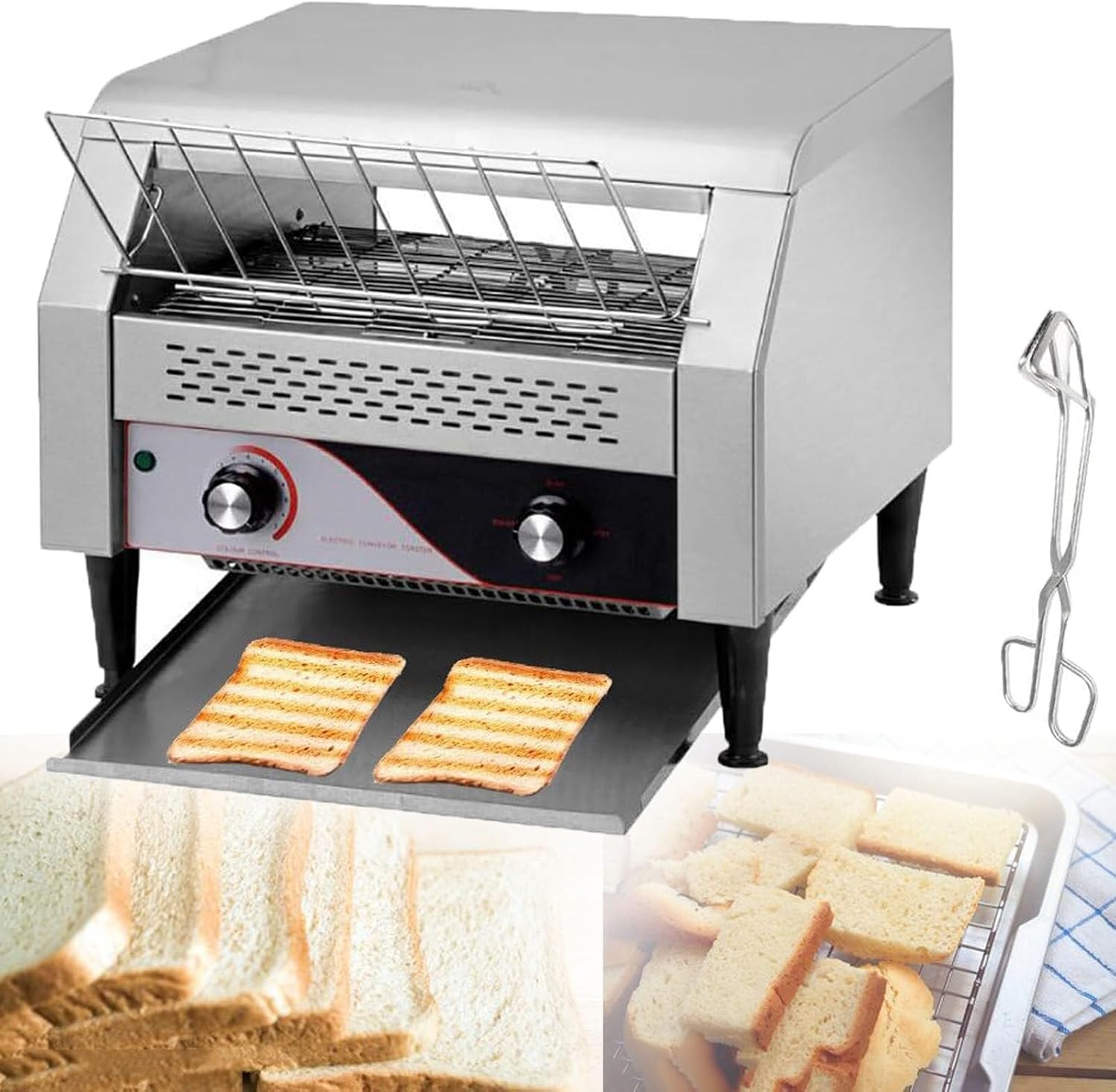Commercial Conveyor Toaster,300 Slices/Hour Steel Restaurant Toasters,Industrial Conveyor Toaster,Professional Toaster,for Restaurants Bakeries Hotel Buffets