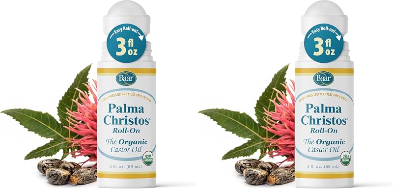Baar Palma Christos Óleo de Rícino Orgânico em Roll-On, 90 mL, Pacote com 2