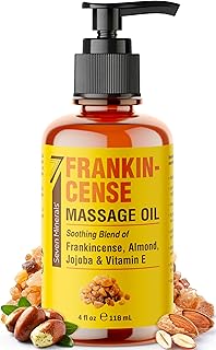 Seven Minerals Frankincense Massage Oil for Massage Therapy - 4oz - Ideal for Professional or at-Home Body Massage. Soothing Natural Blend of Almond, Jojoba & Vitamin E