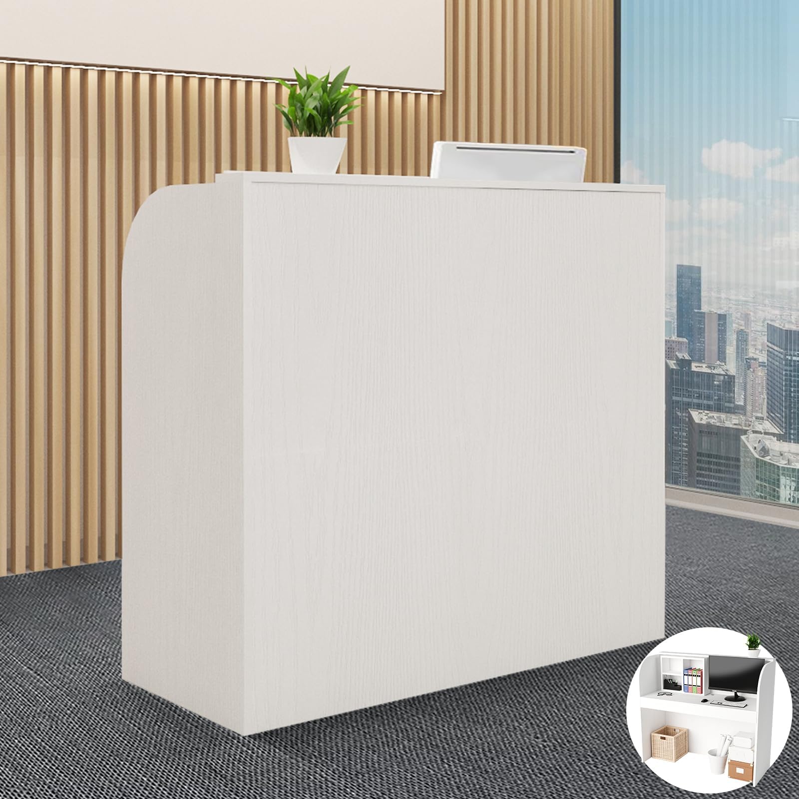 Bureau d'ordinateur en bois ideal pour l'accueil de votre salon de beaute