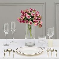 Vista 5 de Efavormart - Paquete de 2 ramos de rosas artificiales abiertas de 12 pulgadas, arreglos florales sintéticos pequeños