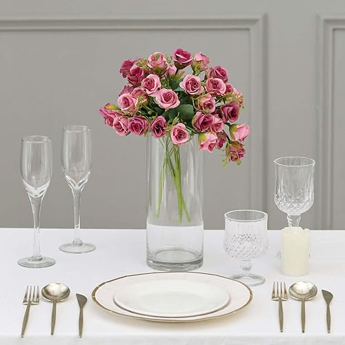 Miniatura 5 de Efavormart - Paquete de 2 ramos de rosas artificiales abiertas de 12 pulgadas, arreglos florales sintéticos pequeños