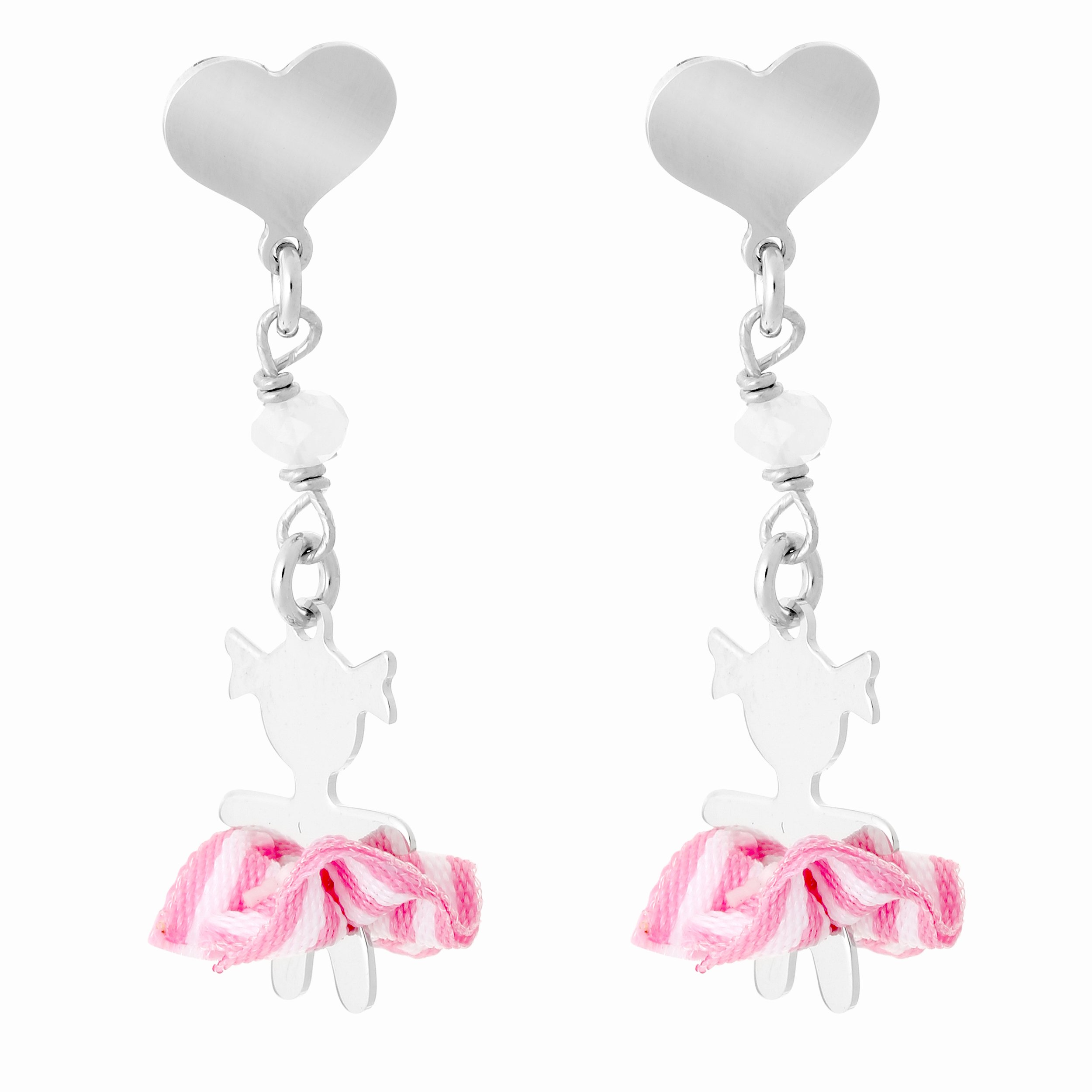 Orphelia 925 Silver Kids - Set di bracciale + orecchini a forma di cuore e ragazza con tutù