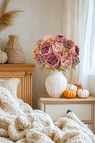 Miniatura 5 de Paquete de 3 flores artificiales de corona de 27.5 pulgadas de tallo largo, flores azules falsas para el hogar, arreglo floral, boda, fiesta,