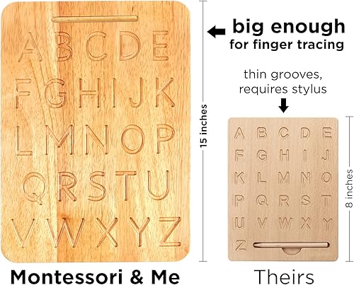 Miniatura 3 de Tablero de trazaso del alfabeto Montessori& Me, hecho de madera, letras de Montessori - Letras de madera - letras grandes para niños pequeños a
