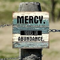 Vista 5 de SILYHEART Mercy Peace and Love Be Yours in Abundance - Placa de madera enmarcada con palabras retro, letras y letras, decoración de pared, casa