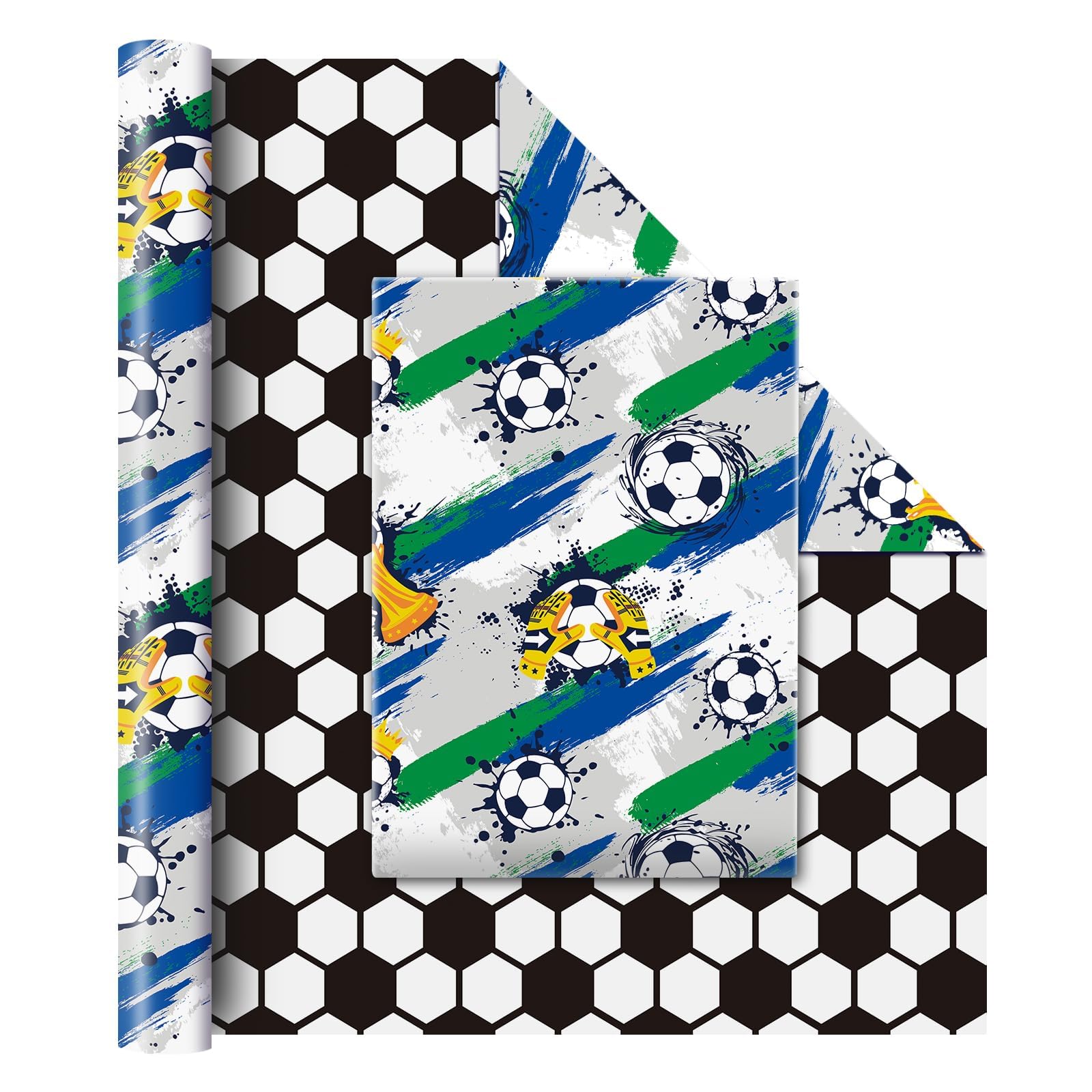 WERNNSAI 1 Roll Football Wrapping Paper 10 m x 43 cm Sports Motif