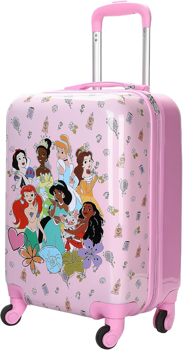 Disney Princess Kids Pink ABS 4-Wheel 20" Suitcase Luggage for Travel & Adventures