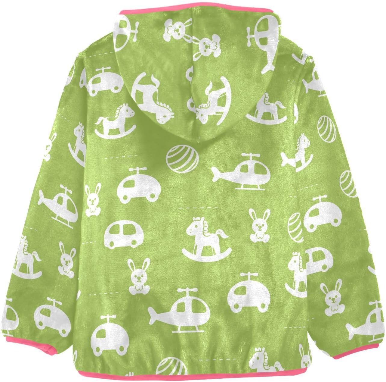 Girls Hoodie Outfit Cartoon Airplane Rabbit Pattern Zipper Sweatshirt Coat Fleece Jacket for Kids 3-10T