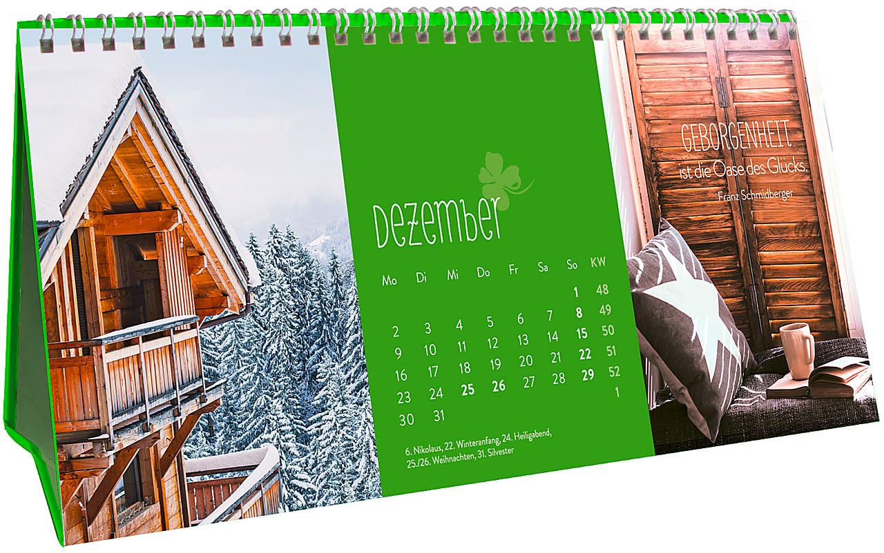 Glücksmomente für jeden Tag 2019: 3-teiliger Tischkalender mit Monatskalendarium