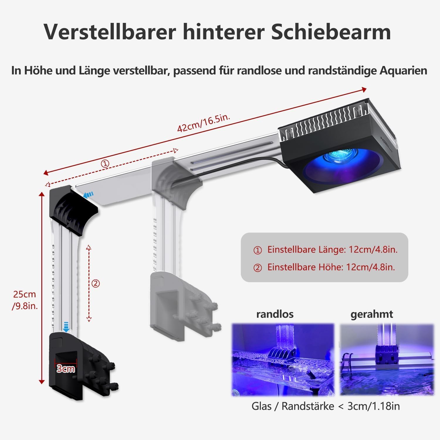 NEU PopBloom RL115 WiFi Meerwasser LED Lampe 240W, Vollspektrum Led Aquarium Beleuchtung für Reef Coral SPS/LPS Fischaquarium, APP unterstützt Deutsch