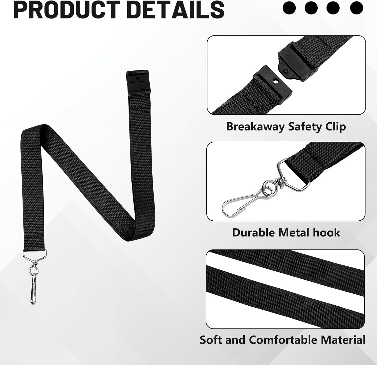 WEZEBEL 24-Pack Black Breakaway Lanyards for id Badges, Polyester Neck Straps for ID Cards, Keys, Office, School & Events - Image 4