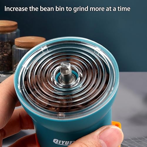Miniatura 3 de Molinillo de café manual portátil con rebaba cónica y 6 ajustes de grosor ajustables, molinillo de frijoles de manivela para camping, senderismo y