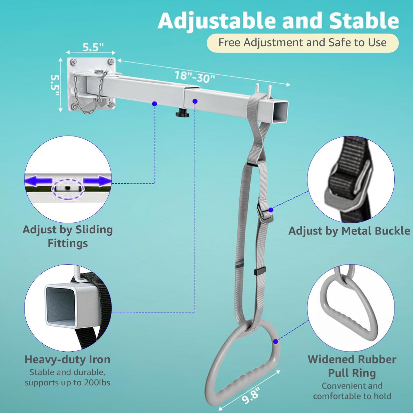 Trapezio Bar per letto Aiuti Mobilità,Trapezio da Letto per,Anziani Comodino Pull Up Bar Ascensore,medico per Trasferimento Rail Aiuto in piedi Handicap ausili per alzarsi dal