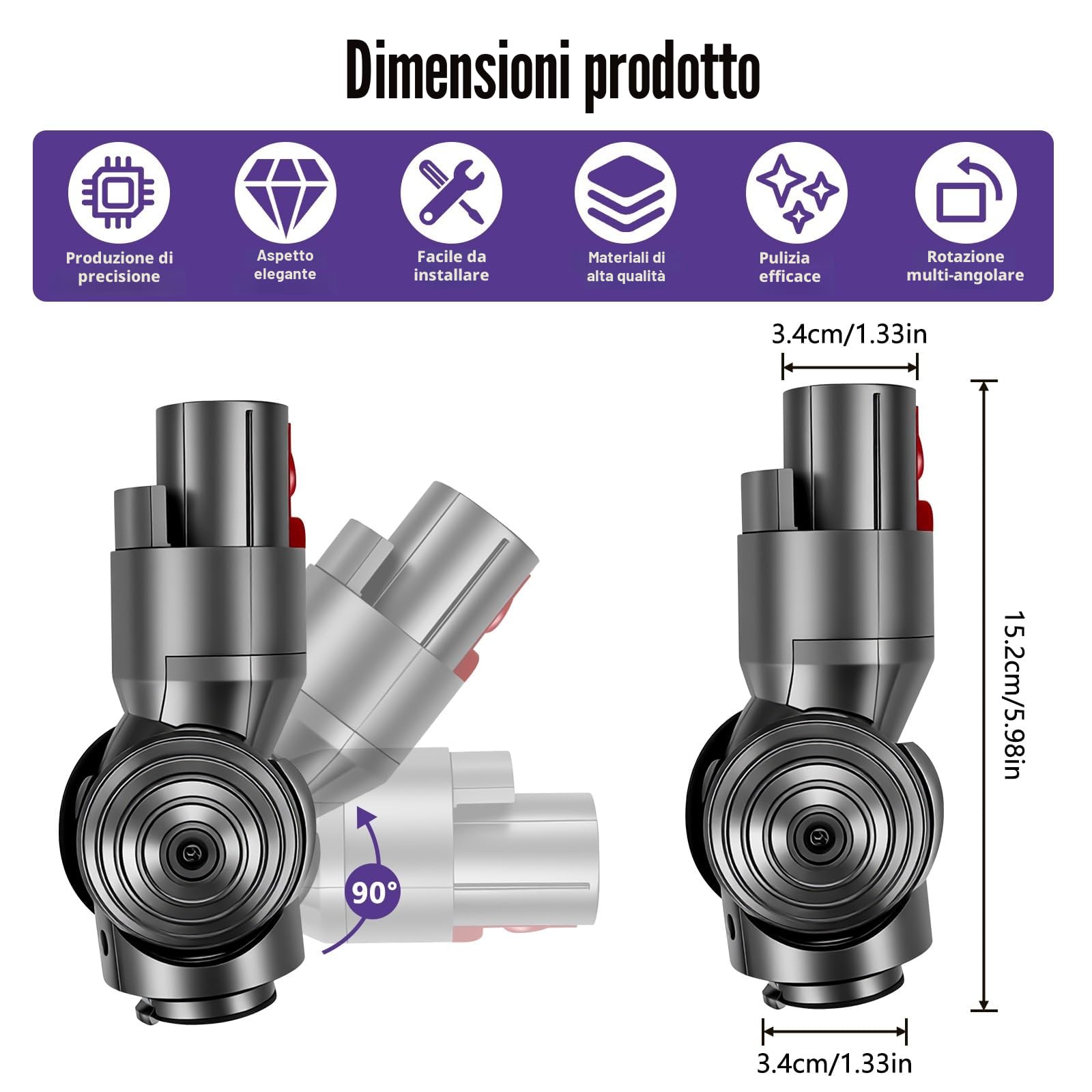 50W Testina Spazzola a Guida Diretta per Dyson V8 SV10 V10 SV12 Aspirapolvere, Pezzo di Ricambio per Accessori Aspirapolvere a Guida Diretta