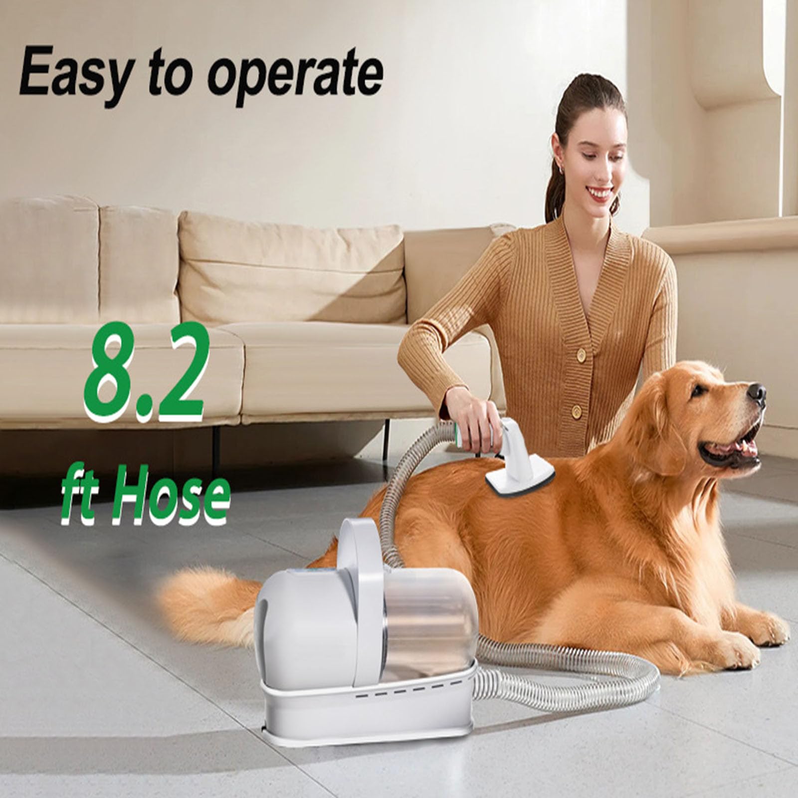 Kit d'aspirateur de toilettage pour chien, tondeuse et brosse, aspiration 99 % de poils d'animaux, kit de toilettage professionnel pour chiens et chats avec 7 outils éprouvés pour le toilettage