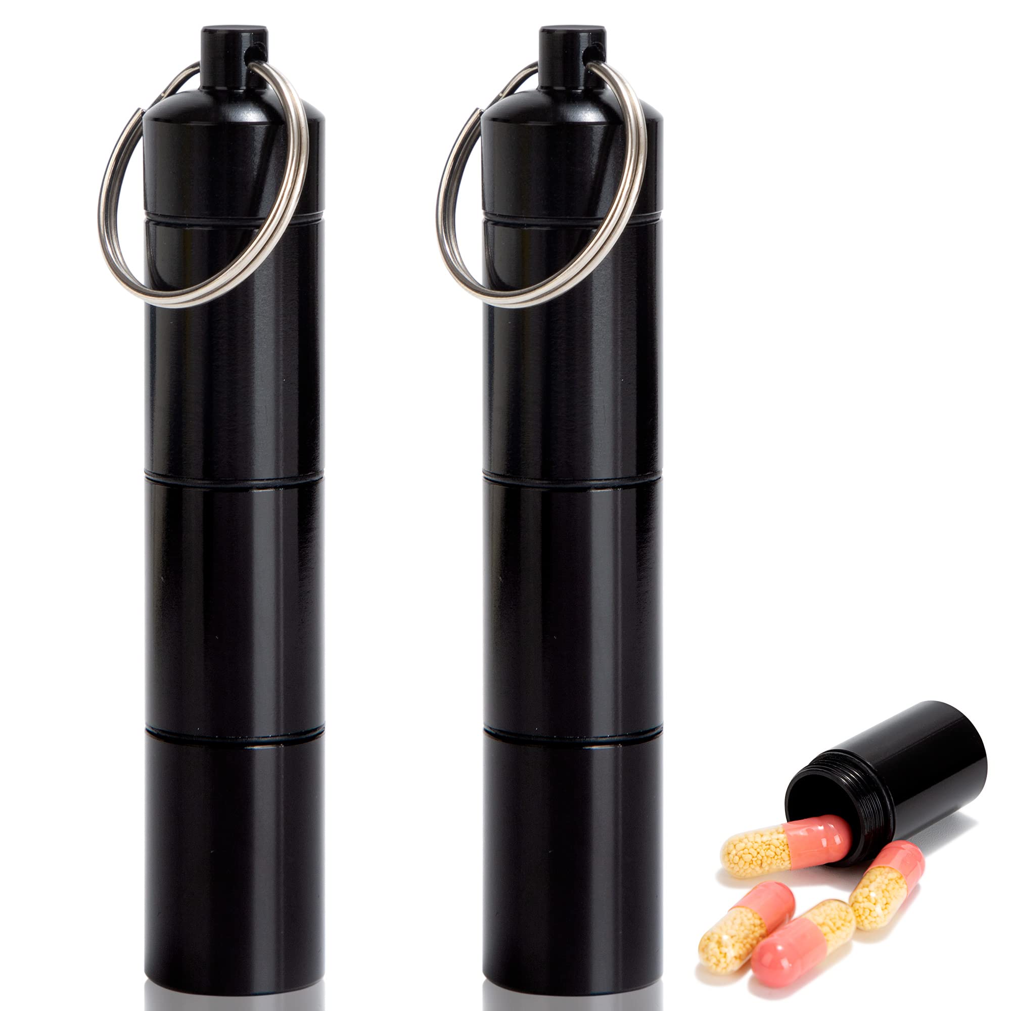 1 Pz Portatile In Alluminio Sopravvivenza Impermeabile Portapillole Contenore Medicina Custodia Bottiglia Di Pronto Soccorso Con Portachiavi - Foto 7