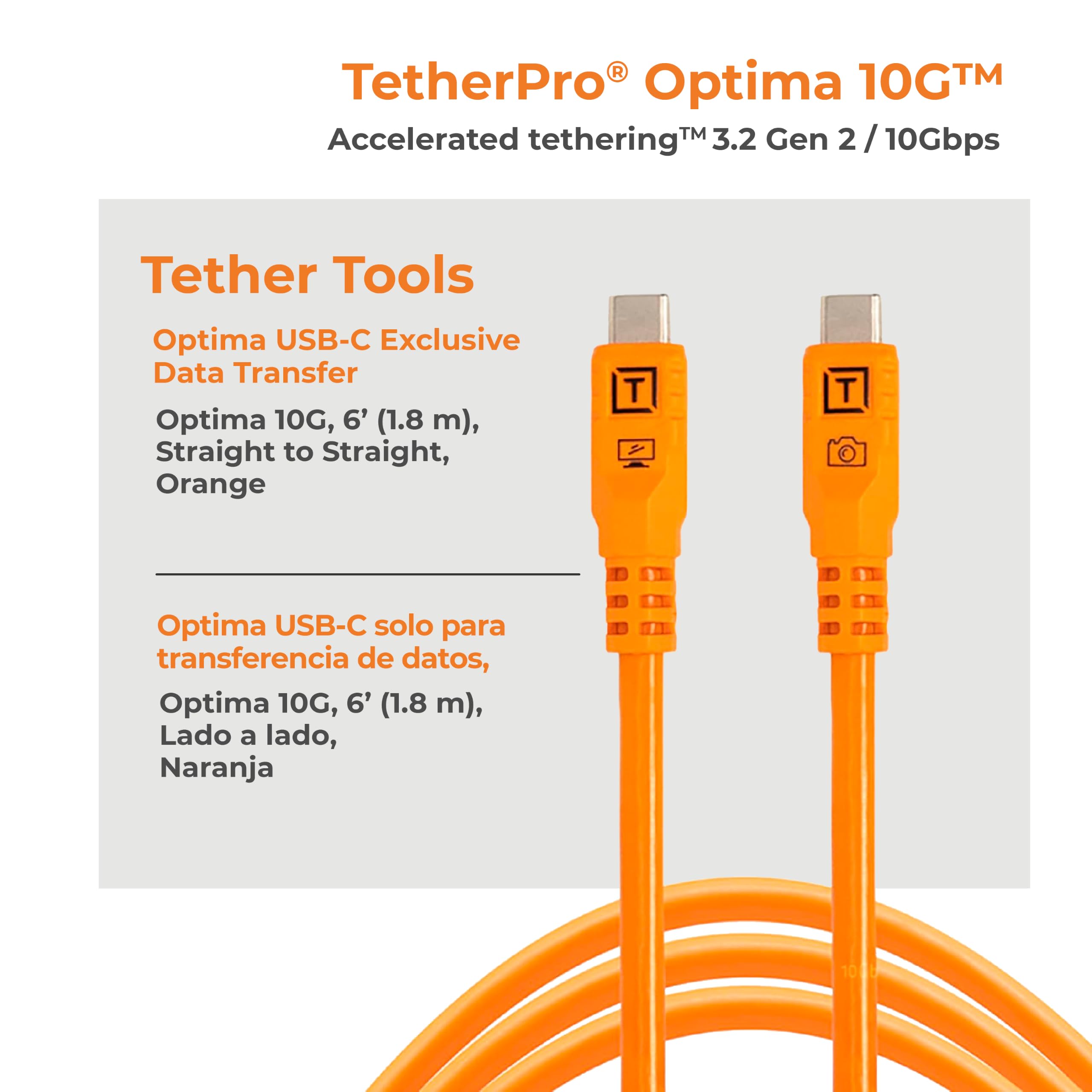 Tether Tools TetherPro Optima 10G USB-C Esclusivo trasferimento dati, cavo dritto a dritto