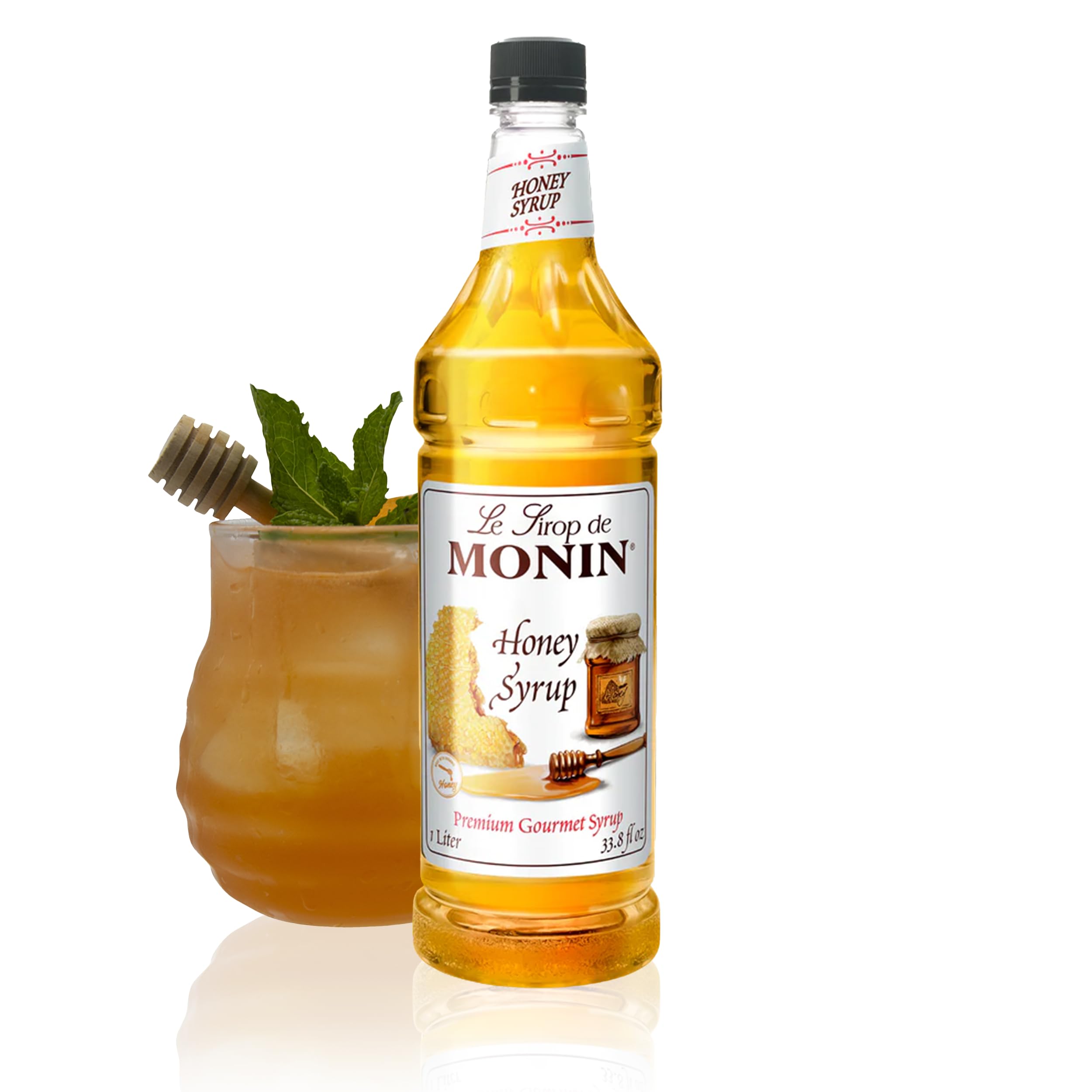 Honey Syrup, Smooth Sweet Honey Flavor, Great for Teas, Lemonades, Cocktails, & Coffee, Gluten-Free, Non-GMO (1 Liter)