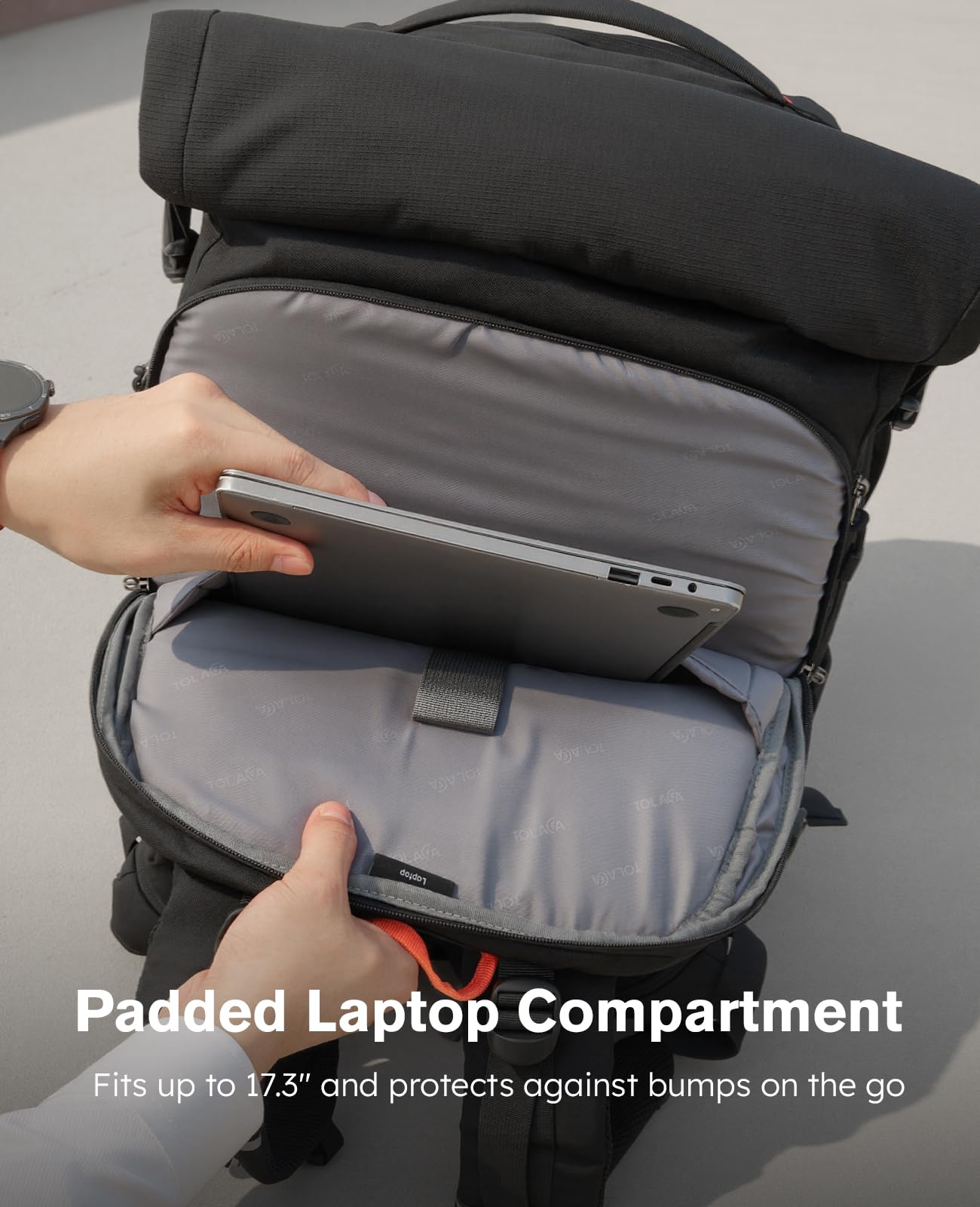Tolaccea Sac à Dos Voyage Cabine Avion 40L-55L Grand Sac à Dos Roll-Top PC 17,3" Imperméable TSA Antivol