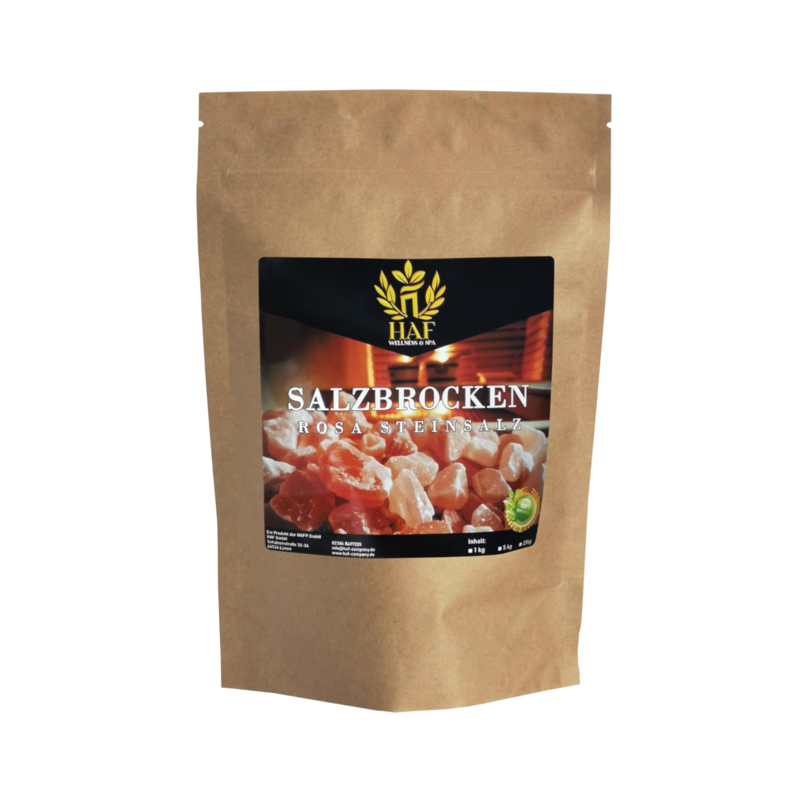 HAF Morceaux de sel rose 4 kg | Gros sel gemme sans additifs et naturels de la gamme Salt au Pakistan | Pierres de sel | Morceaux de saumure | Dimensions : 2-5 cm | Quantité : 4 x 1 kg en sachet