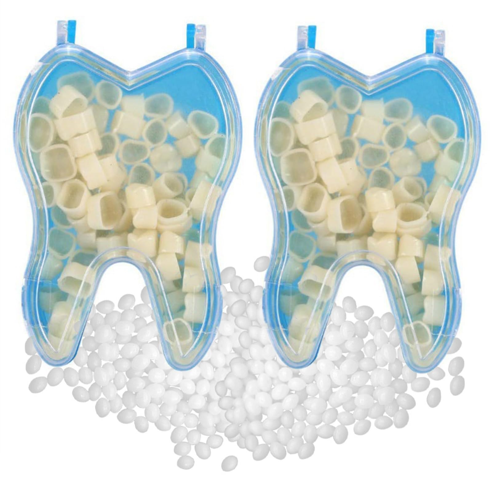 Dental Temporary Tooth Cap Crown Veneers Front Back Anterior and Molar Posterior Teeth with Tooth Repair Thermal Beads Cap Filler for Missing Broken Teeth (100 Pcs Back Teeth)