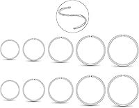 Vista 9 de 5 pares de aros de nariz de plata de ley 925 hechos a mano, pequeños, para pendientes de cartílago, tragus, hélice, múltiples joyas de perforación 6