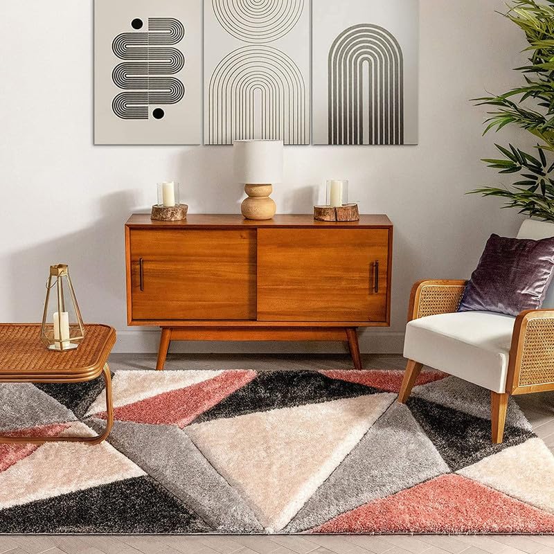 Image of Shaggy Rug for Bedroom Living Room 3X5 FEET Fluffy Plush Area Carpet with Non Slip Backing, Modern Cozy Floor Rug for Home Decor and Comfort (Peach Beige Brown)