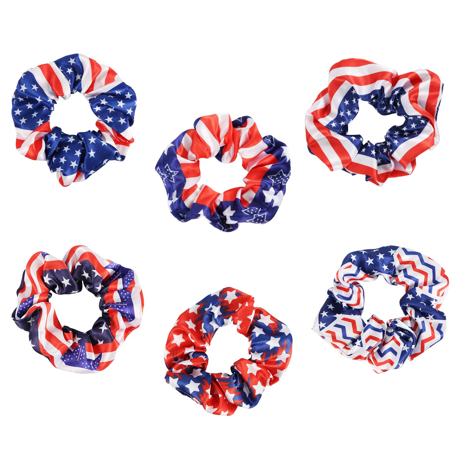 Patriotic Scrunchies Set - Hair Ties for Women Patriotic Scrunchie Set for Women & Girls – Prince Hair Company main image 3