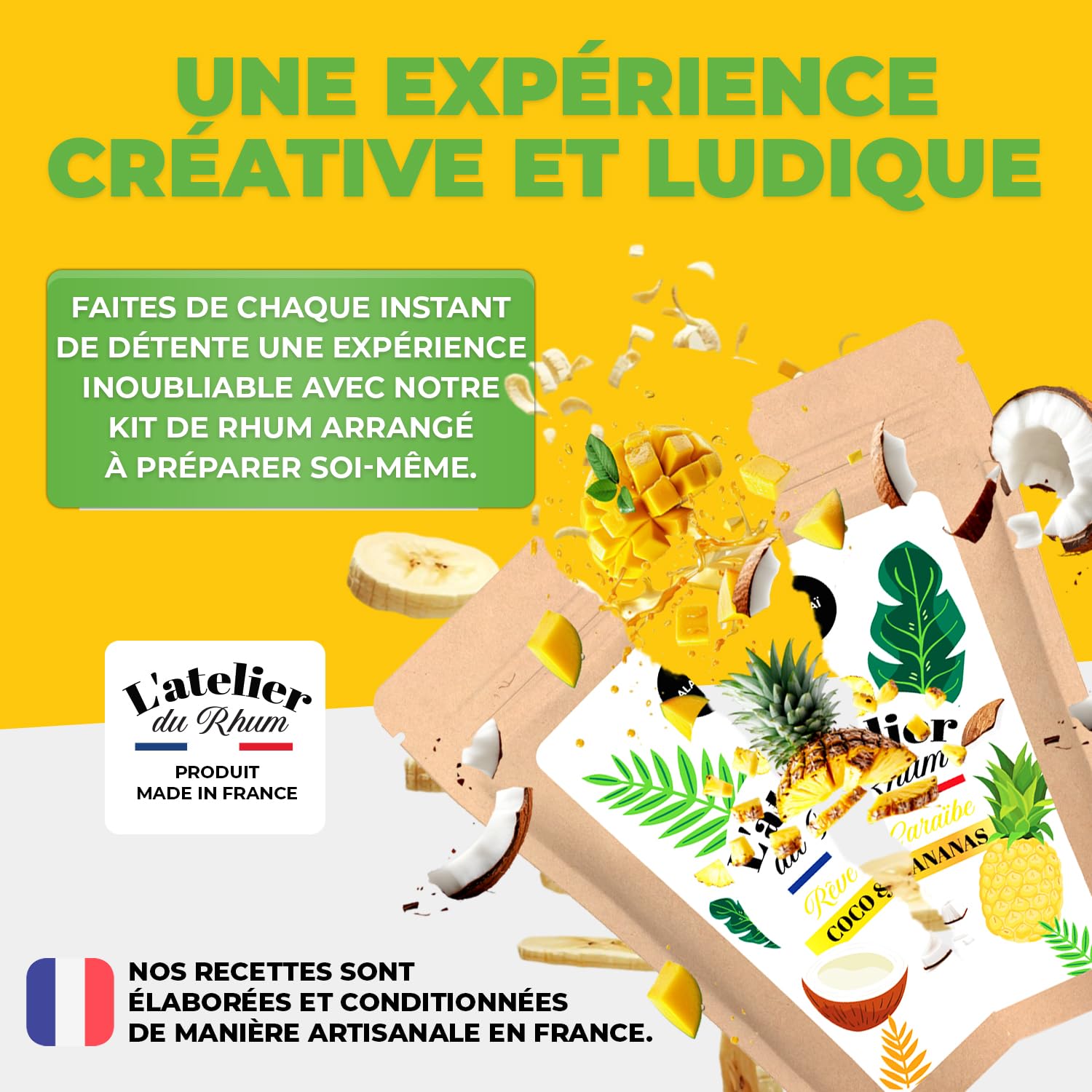 Kit Rhum Arrangé | 3 Nouvelles Saveurs Tropicales | Coffret Cadeau Rhum | Fabriquer Votre Rhum Maison DIY | Idées De Cadeaux Hommes & Femmes | Fabriqué en France - Ingrédients de qualité