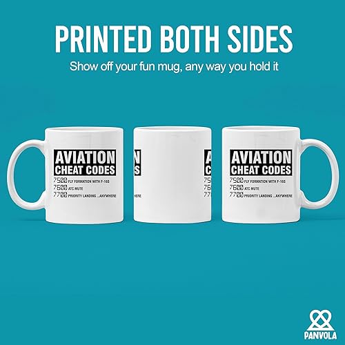 Miniatura 3 de Panvola Aviation Cheat Codes Pilot Airplane Aerospace Student Coffee Taza de cerámica (11 oz)