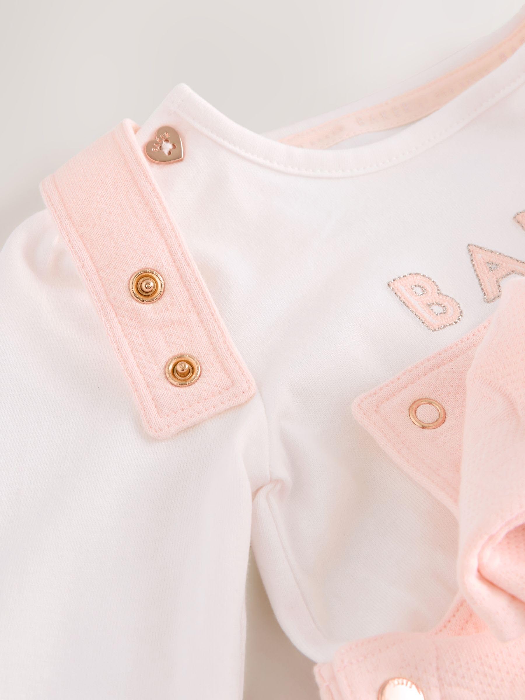 Baby Mädchen Jacquard-Latzhose mit Schleife und T-Shirt im Set