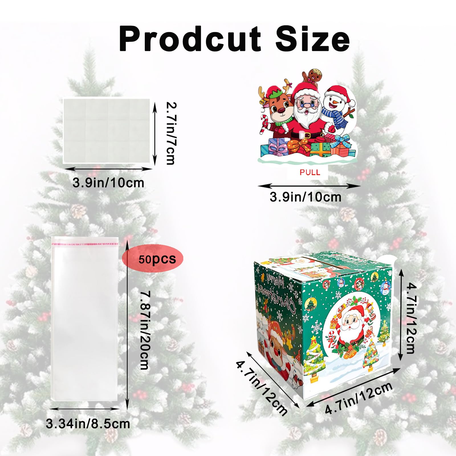Christmas Money Box for Cash Gift,Christmas Pull Surprise Money Gift Box for Kid/Adult Presents,Money Cake Pull out Cash with Xmas Card and 50P Bags,Money Reveal Boxes Xmas Party Money Boxes for Cash - Image 2