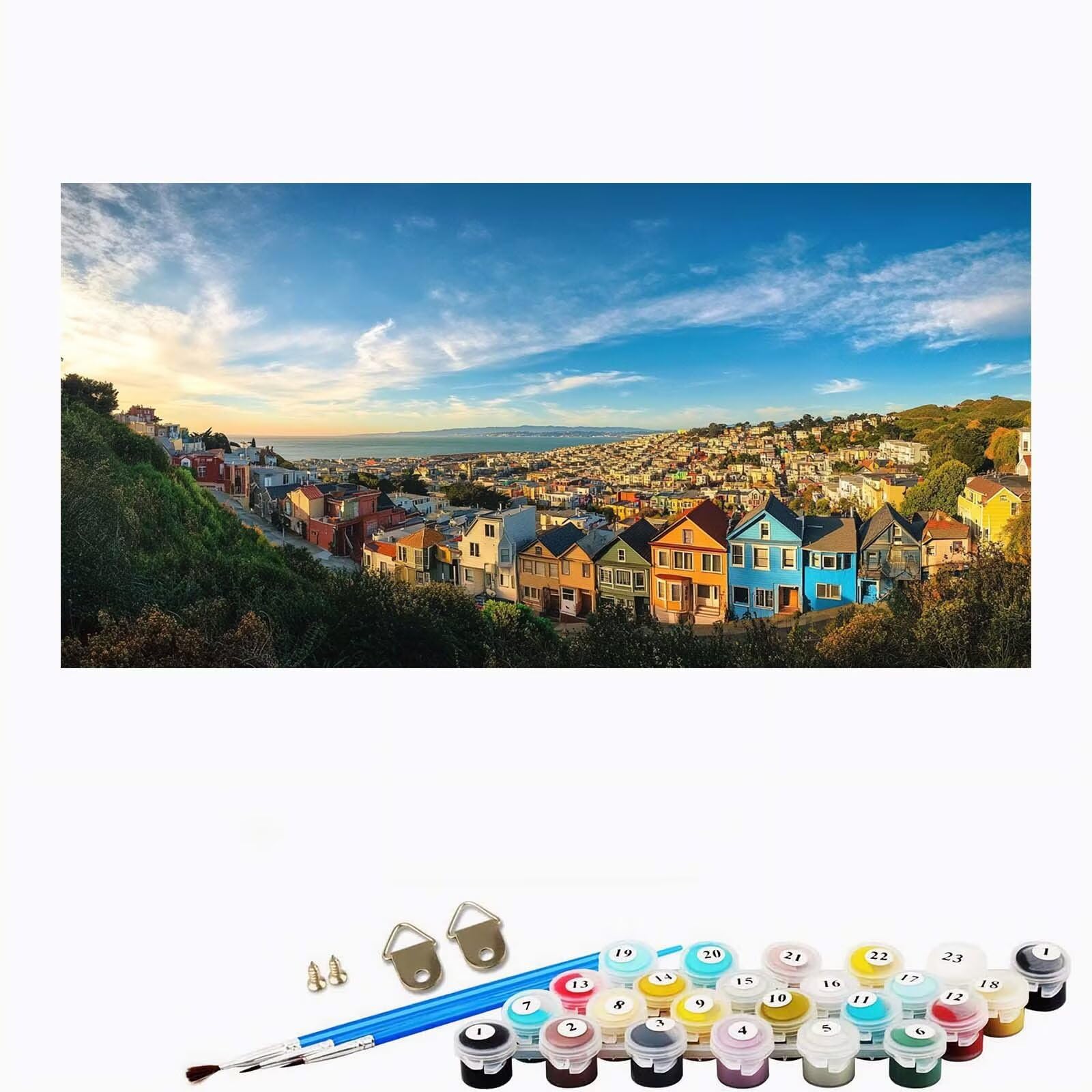 Malen Nach Zahlen Erwachsene Groß Stadt, Malen Nach Zahlen Landschaft ohne Rahmen Inklusive Pinsel und Acrylfarben, DIY Paint by Numbers für Frauen Hobby Bastelset Geschenk, Home Deko 60x120 cm-YH1130