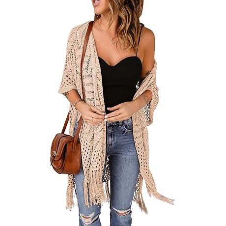 Lightweight Women's Knitted Boho Kimono