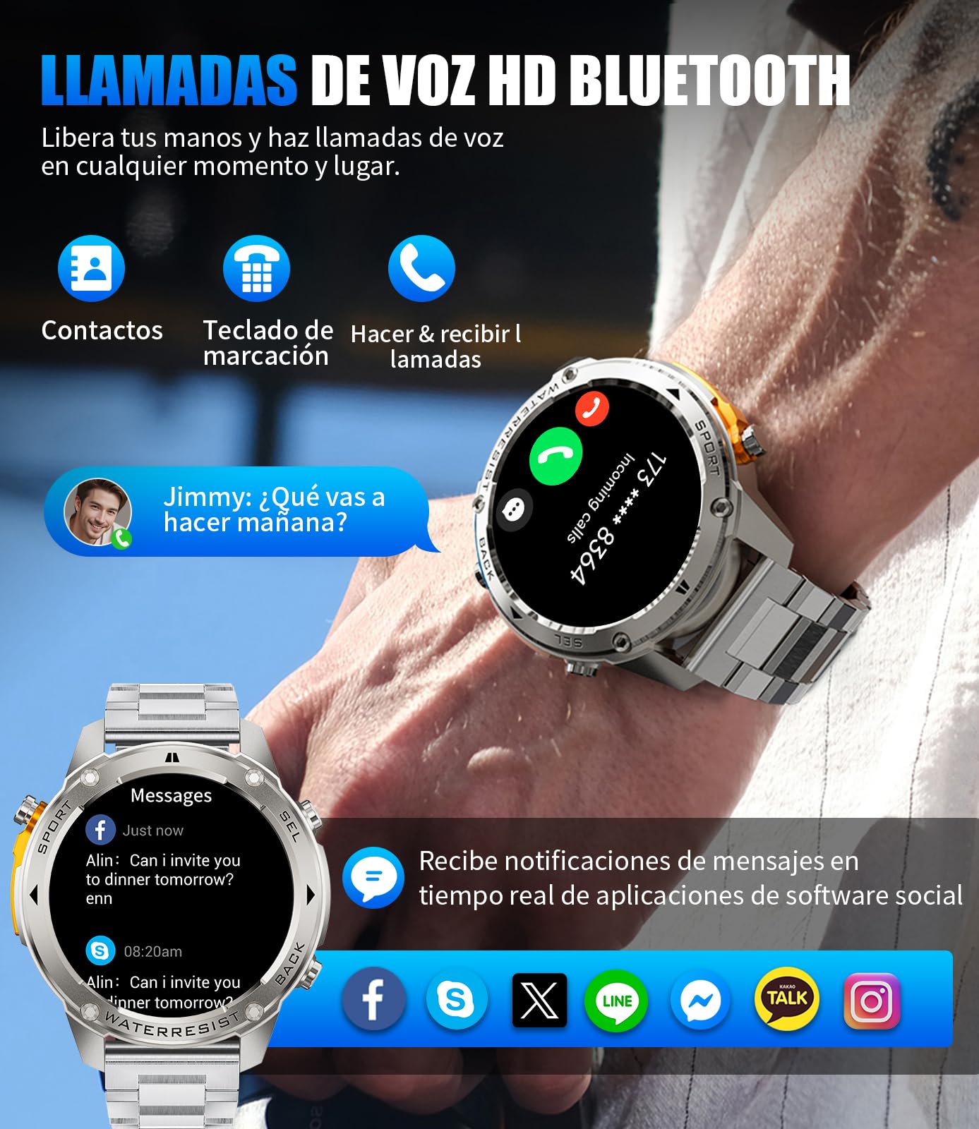LIGE GPS Smartwatch Uomo Militare, 1.43" AMOLED Orologio Smartwatch Uomo con Chiamata e Risposta, 500mAh, SpO2 /Sonno/Cardiofrequenzimetro, 170+ Modalità Sportive Activity Tracker per Android iOS