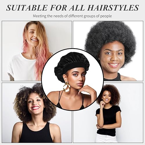 Miniatura 7 de 2 gorros de seda, envoltura de seda para dormir, gorro de satén suave y cómodo