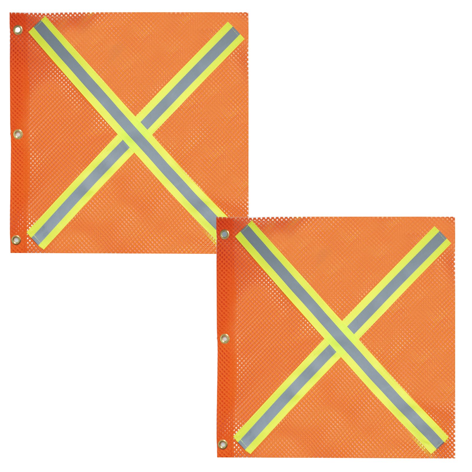 4 banderas de seguridad naranja con bandas reflectantes y bridas para camión, bicicleta de caza, transporte de remolque, 46x46 cm