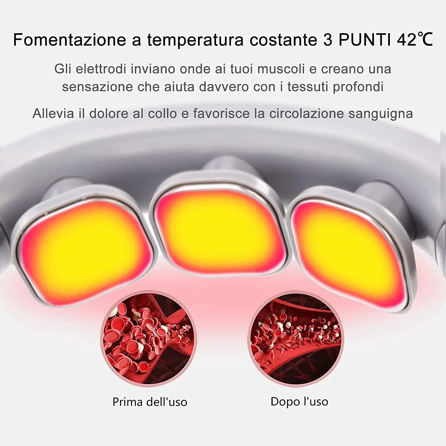 Masseur Cervical Portable, Chaleur 42°C, 5 Modes 9 Intensités, Appareil Massage Électrique Cou Nuque Épaules, pour Maison Bureau Voyage