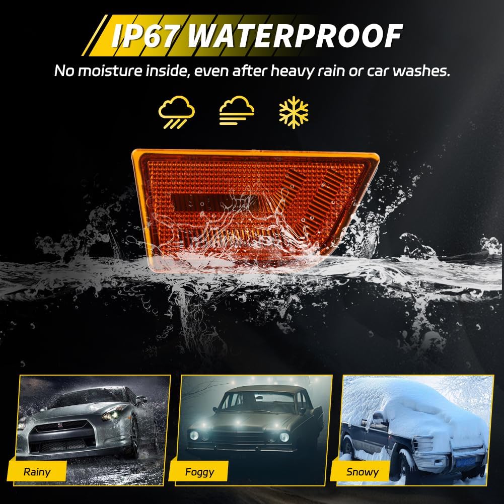 Front Side Marker Lights Housing Compatible with Fo-rd Maverick 2022-2025, [DOT Certified] Turn Signal Marker Light Cover [No Bulbs], Replace OEM #FO2550149, 2 PCS, Amber Lens