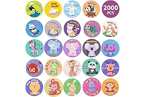 MoCeYa 2000 Pcs Motivational Animal Stickers Rolls for Kids