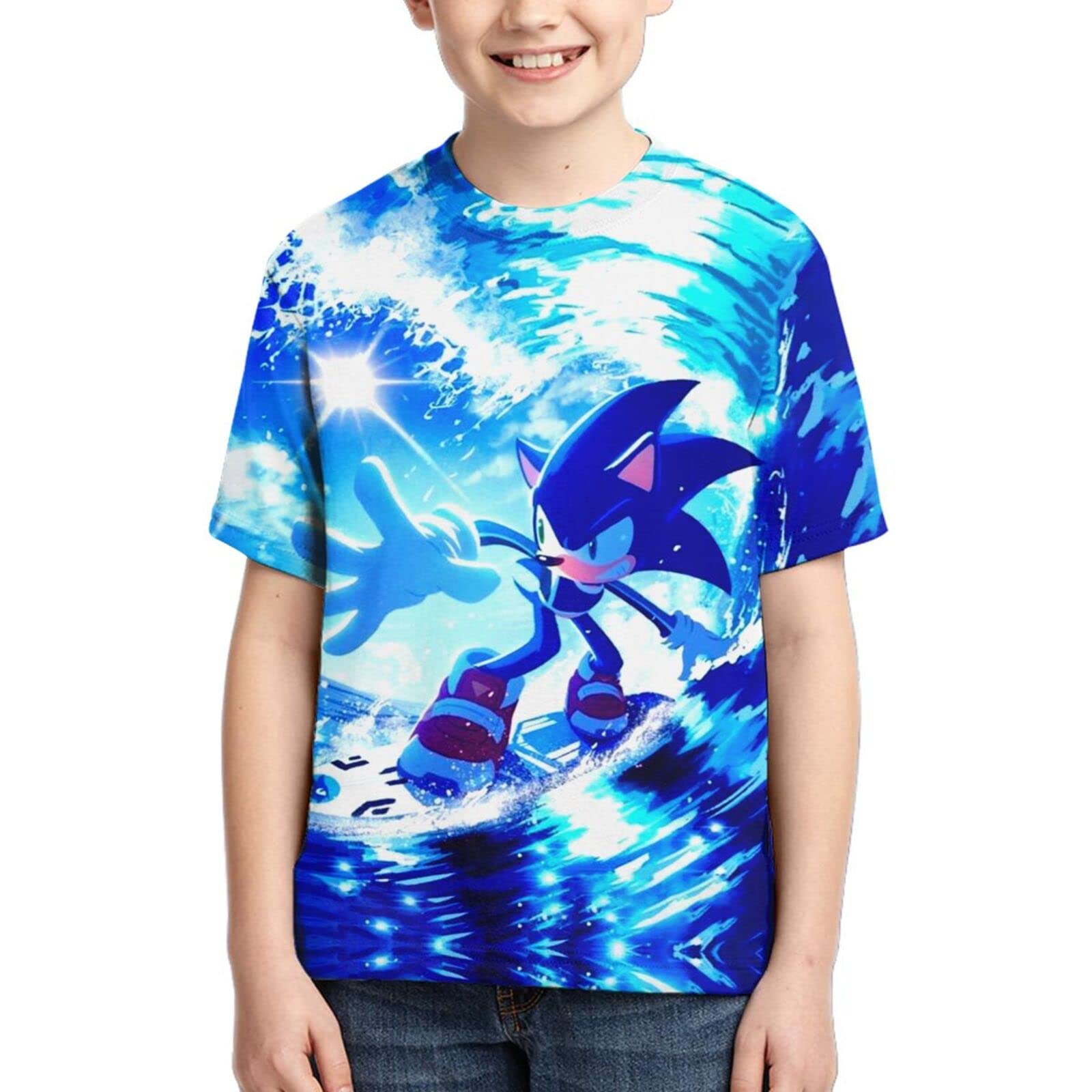 Boys Girls Kid Shirts 3D Printing Double-Sided Cartoon Cute Game Characters T-Shirt Crew Neck Tee Birthday